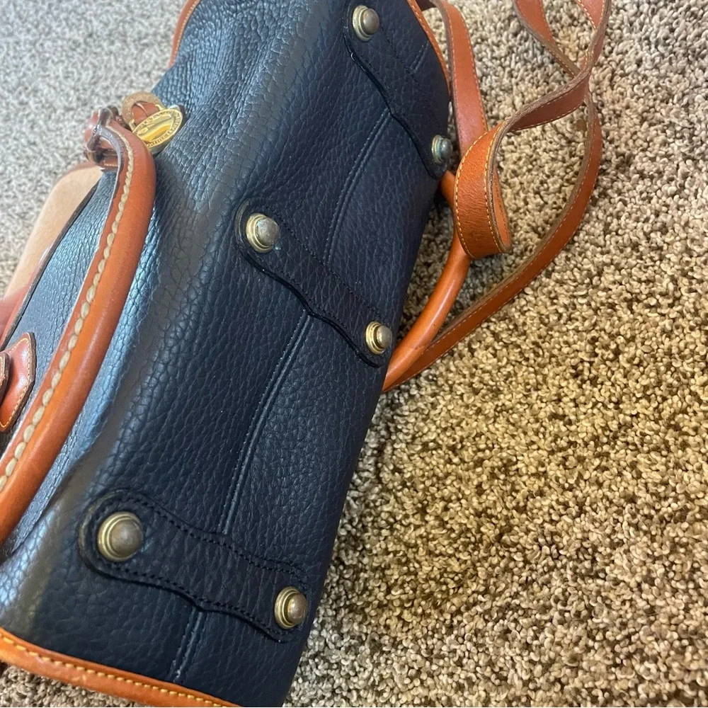 Dooney & Bourke Navy and Brown Leather Shoulder Bag